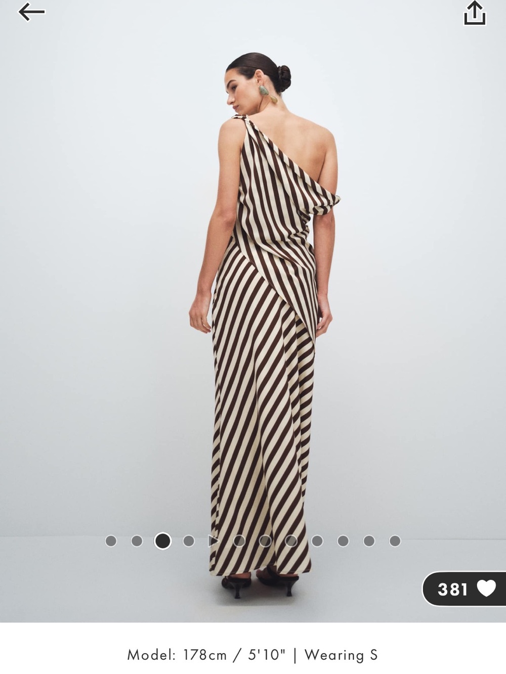 Bronze Snake Inessa Striped Asymmetric Top and Maxi Skirt Set in Brown and Cream - Picture 2 of 11
